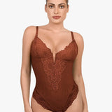 Lace-Trim V-Neck Bodysuit