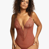 Lace-Trim V-Neck Bodysuit