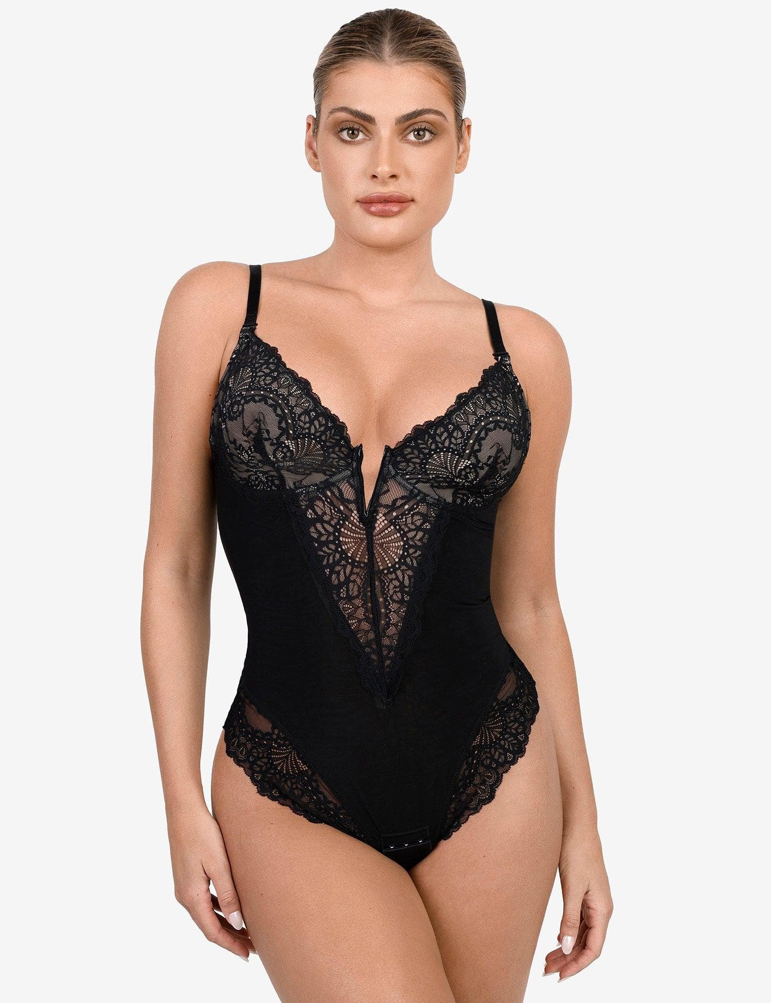Lace-Trim V-Neck Bodysuit
