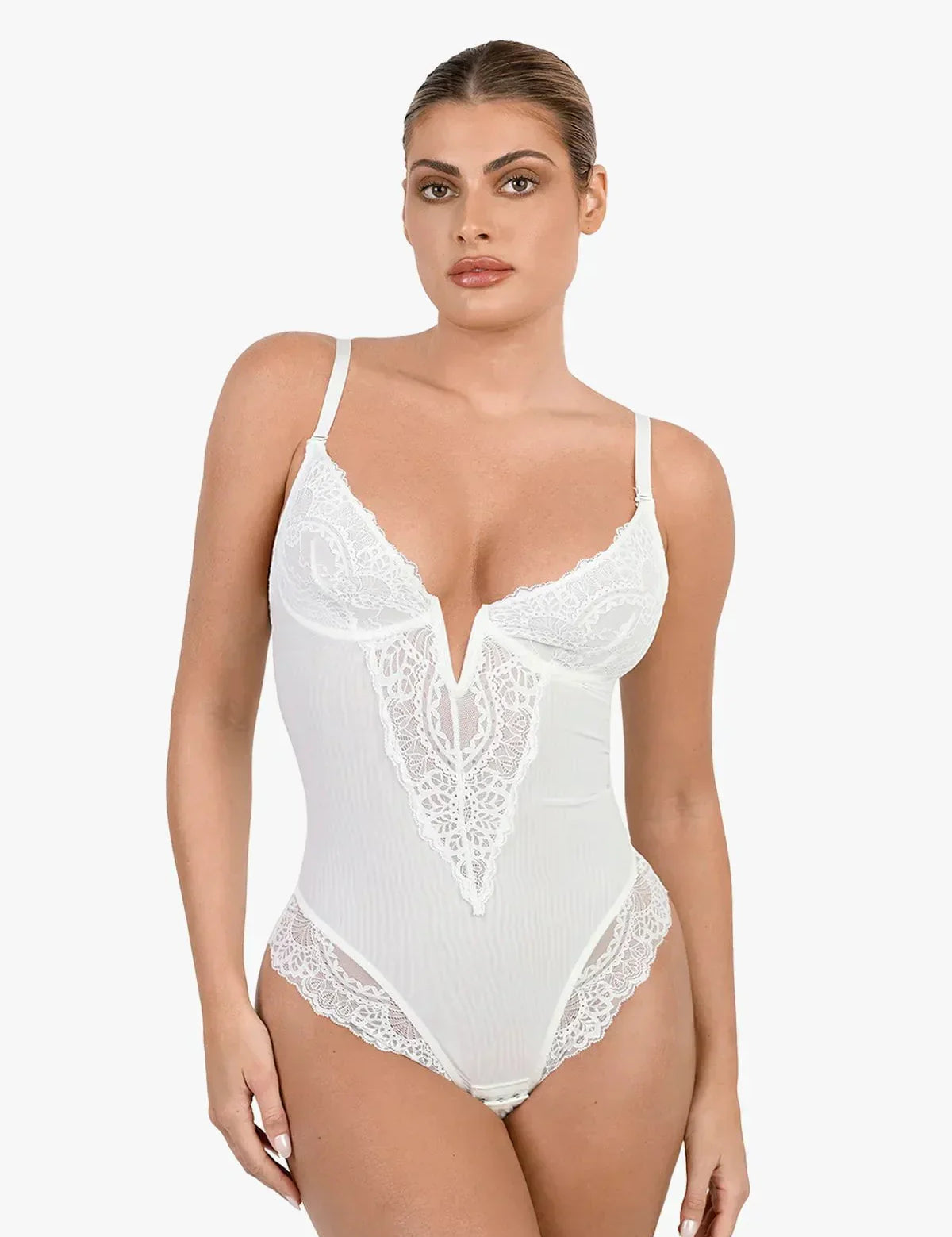 Lace-Trim V-Neck Bodysuit